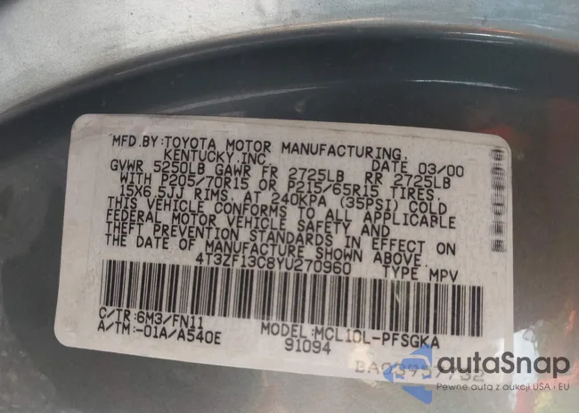 4T3ZF13C8YU270960: 43007029