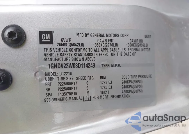 1GNDV23W08D114249: 43007072