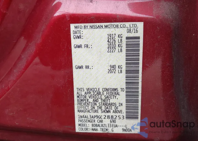 1N4AL3AP9GC288253: 43007260