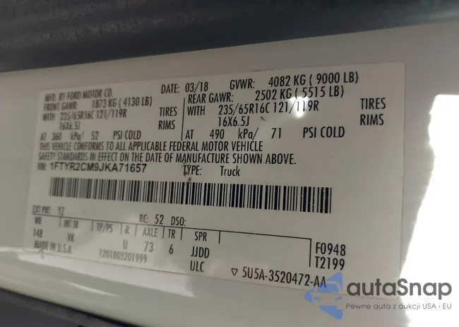 1FTYR2CM9JKA71657: 43008343