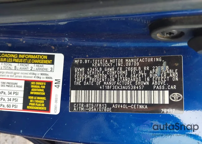 4T1BF3EK3AU538457: 43008379