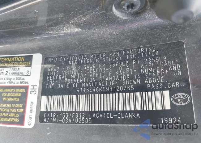 4T4BE46K59R120765: 43008431