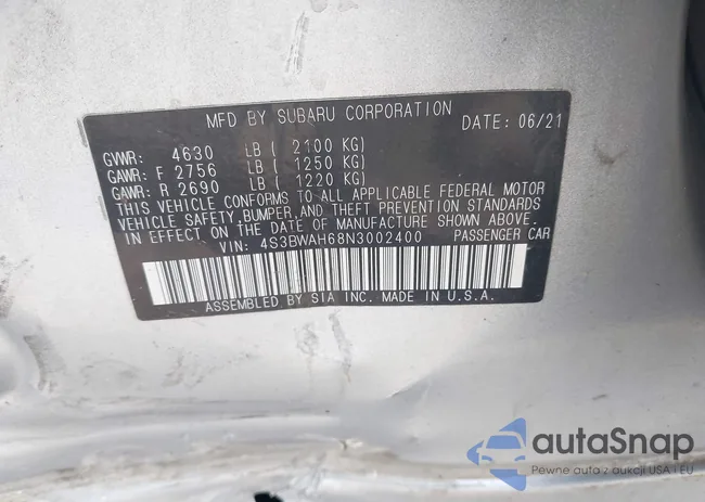 4S3BWAH68N3002400: 43008487