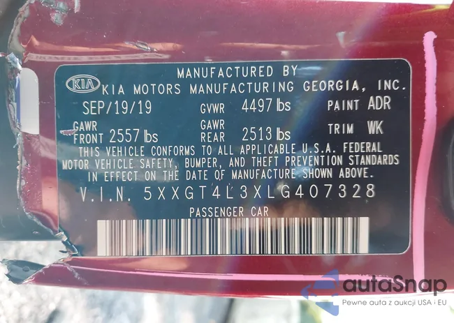 5XXGT4L3XLG407328: 43008543