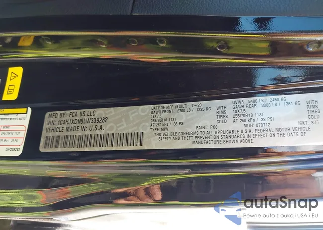 1C4HJXDN8LW339282: 43008567