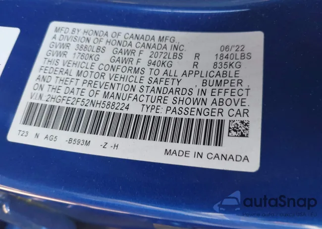 2HGFE2F52NH588224: 43008586