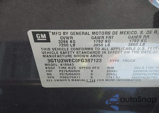 3GTU2WEC0FG387123: 43008687