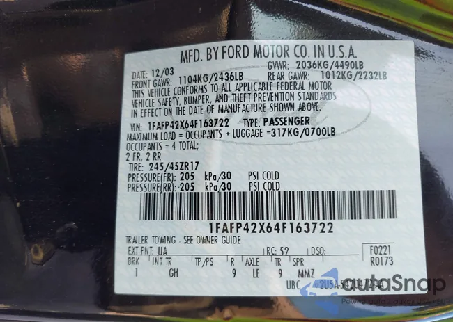 1FAFP42X64F163722: 43008749