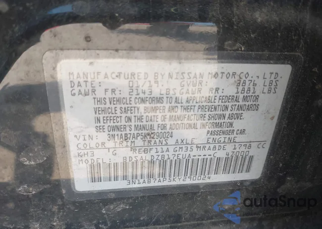 3N1AB7AP5KY290024: 43008794