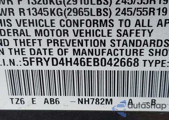 5FRYD4H46EB042668: 43008822