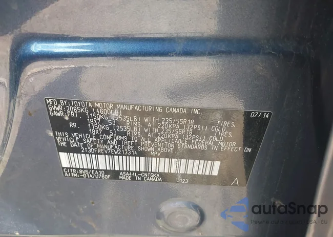 2T3DFREV7EW213314: 43008846