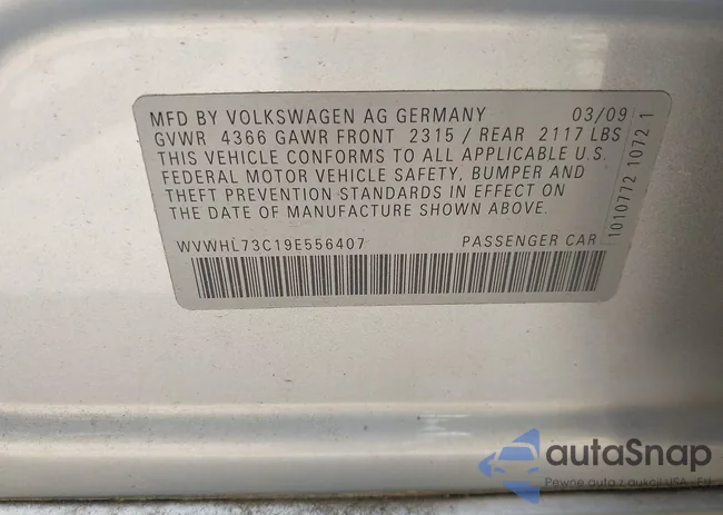 WVWHL73C19E556407: 43007887