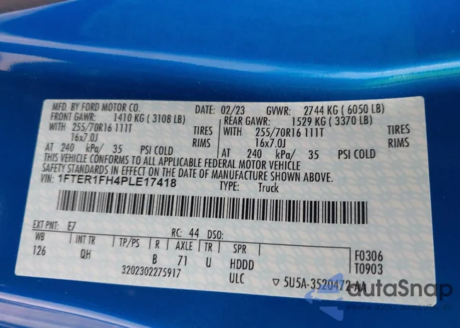 1FTER1FH4PLE17418: 43007889