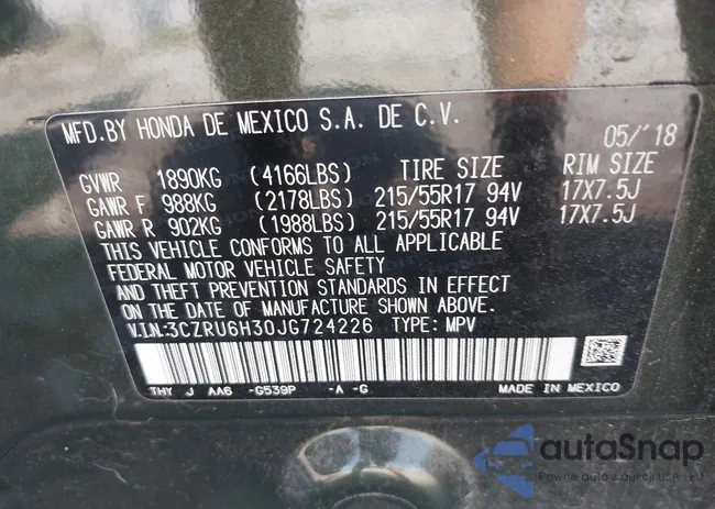 3CZRU6H30JG724226: 43007895