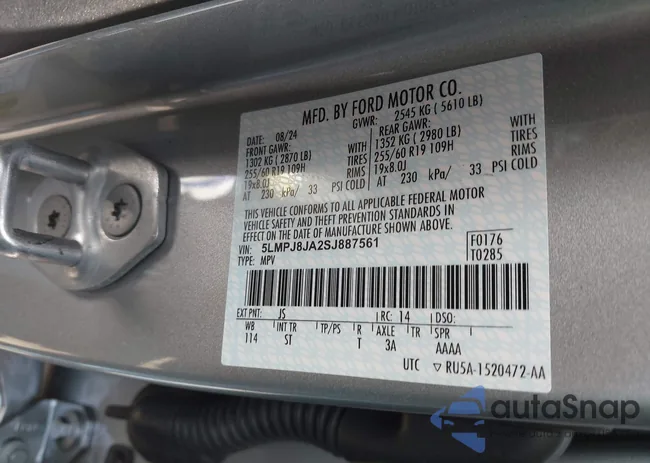 5LMPJ8JA2SJ887561: 43007923