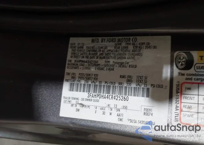 3FAHP0HA4CR425260: 43008109