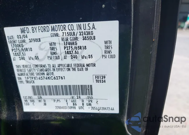 1FTPX14574KC62761: 43008166