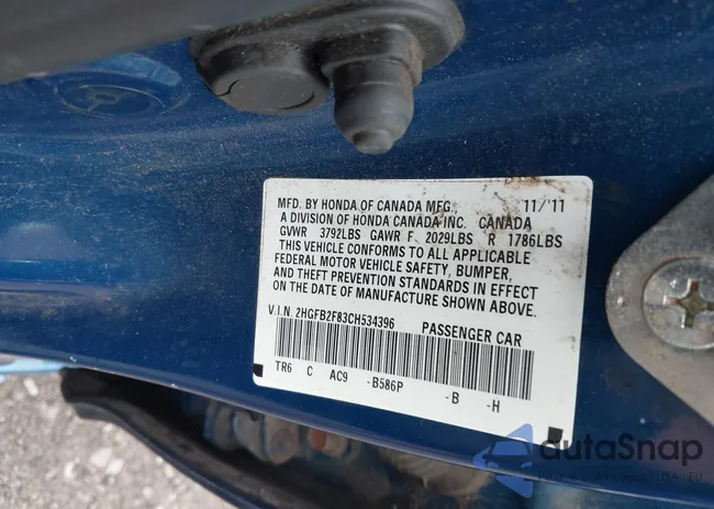 2HGFB2F83CH534396: 43008205