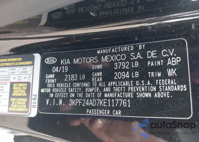 3KPF24AD7KE117761: 43009455