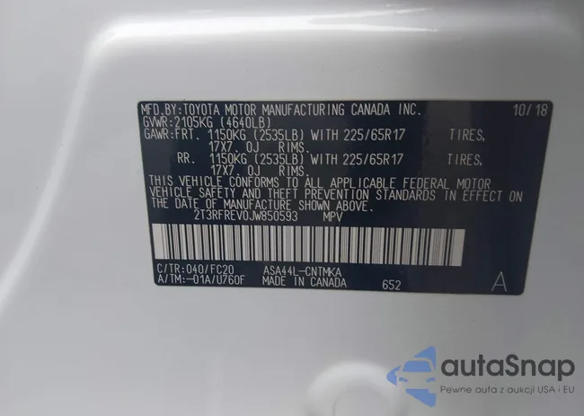 2T3RFREV0JW850593: 43009479