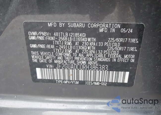 JF2GUADC0RH386383: 43009490