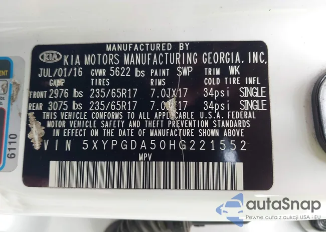 5XYPGDA50HG221552: 43009513