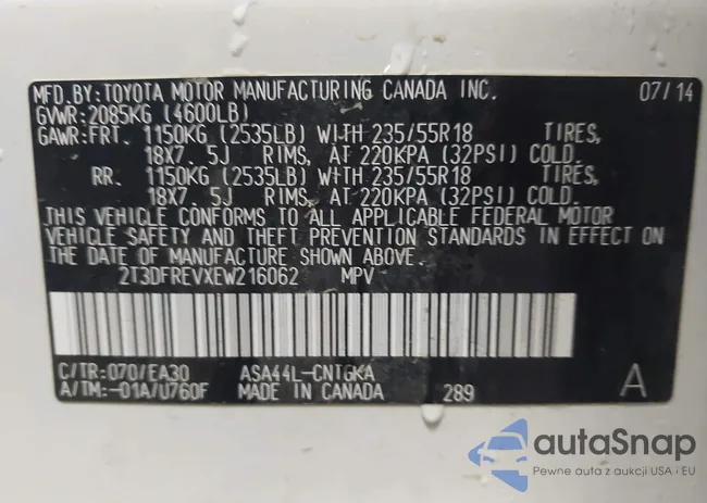 2T3DFREVXEW216062: 43009520