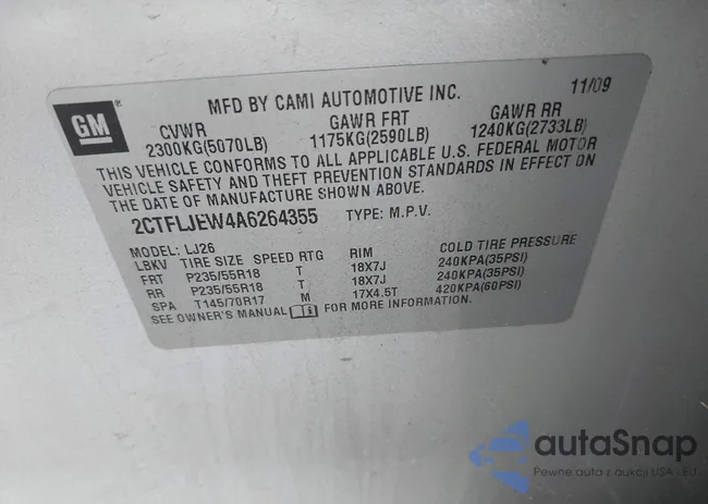 2CTFLJEW4A6264355: 43009641