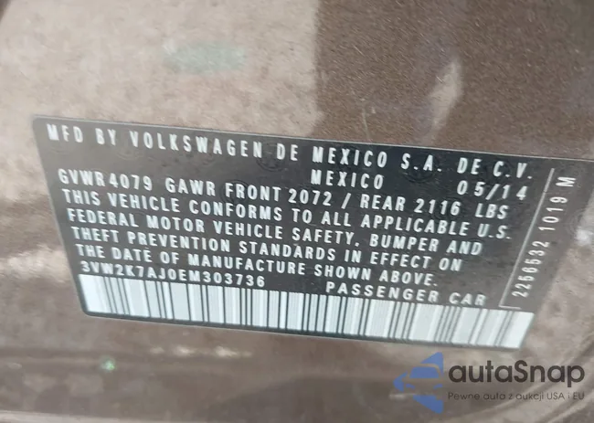 3VW2K7AJ0EM303736: 43009660