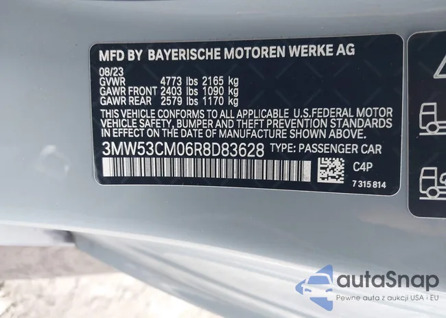 3MW53CM06R8D83628: 43009680