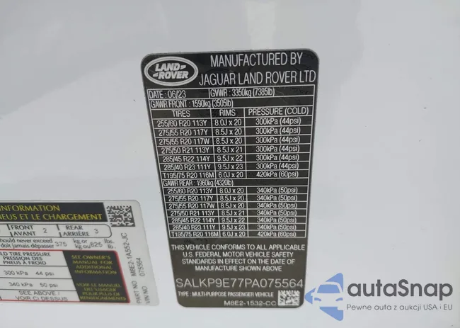 SALKP9E77PA075564: 43009703