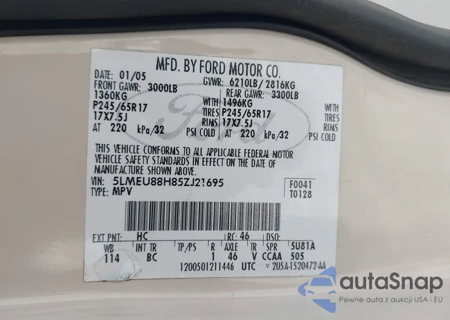 5LMEU88H85ZJ21695: 43009726