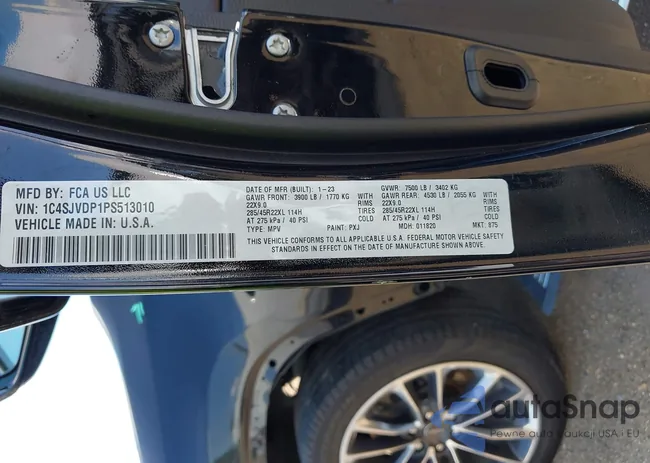 1C4SJVDP1PS513010: 43009806