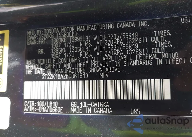 2T2ZK1BA2BC061819: 43008983