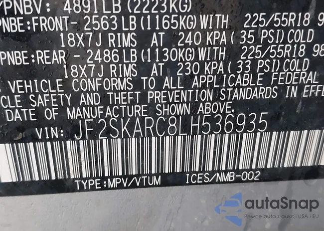 JF2SKARC8LH536935: 43009037