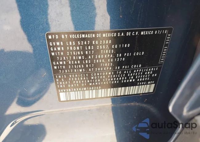 3VV3B7AX8JM188259: 43009078