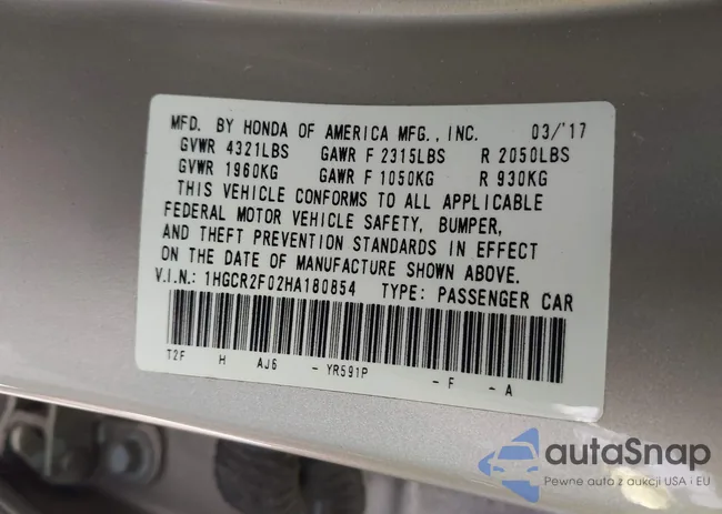 1HGCR2F02HA180854: 43009140