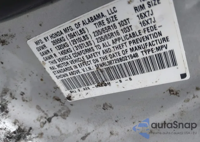 5FNRL38729B021948: 43009166