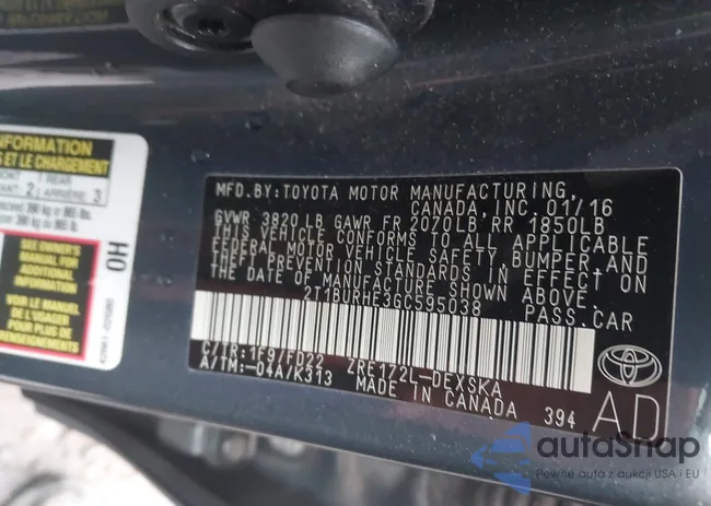 2T1BURHE3GC595038: 43009167