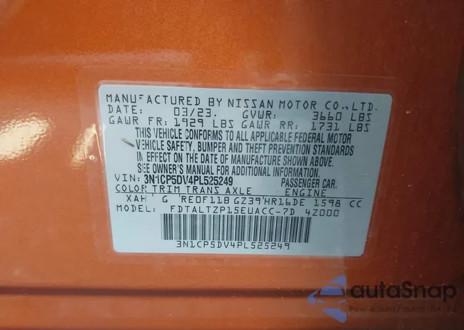 3N1CP5DV4PL525249: 43009180