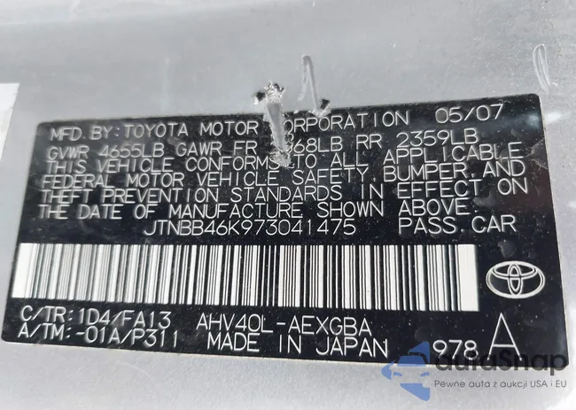 JTNBB46K973041475: 43009190