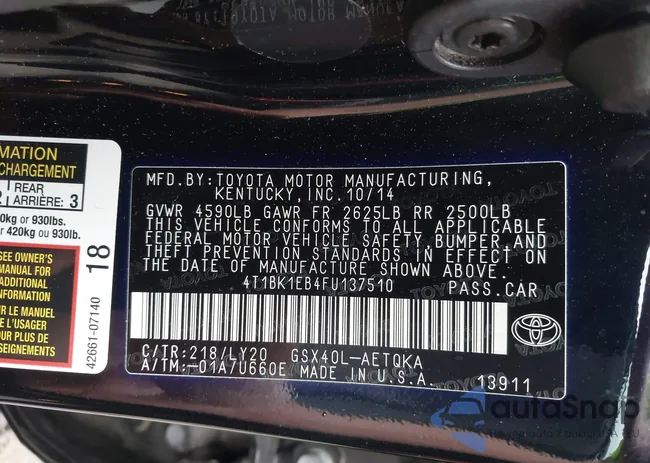 4T1BK1EB4FU137510: 43009260