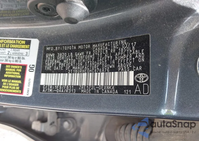 2T1BURHE0HC876876: 43010288