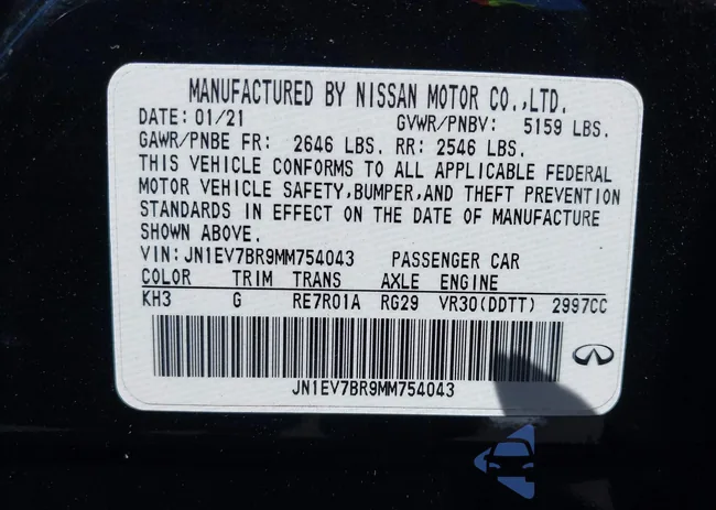 JN1EV7BR9MM754043: 43010309