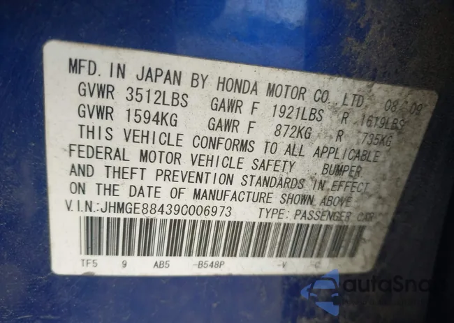 JHMGE88439C006973: 43010330