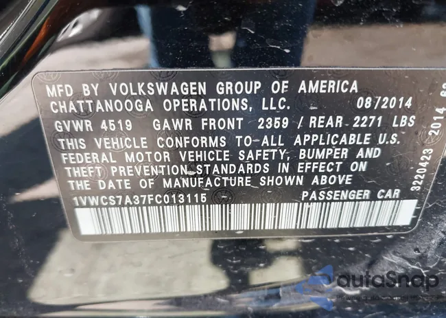 1VWCS7A37FC013115: 43010358