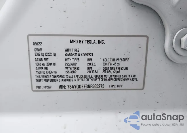 7SAYGDEF3NF565275: 43010407