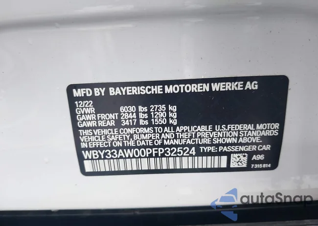 WBY33AW00PFP32524: 43010548