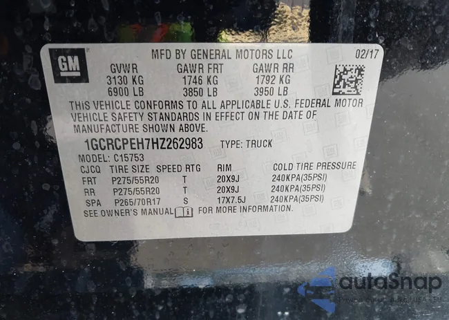 1GCRCPEH7HZ262983: 43010723