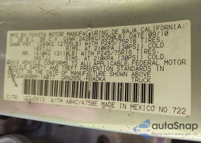 3TMJU4GN9BM114077: 43010745